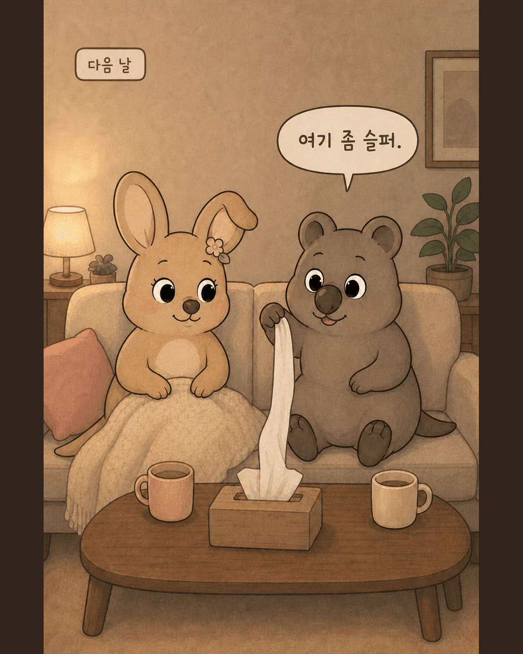 다음 날 라비가 슬픈 장면을 실수로 언급하는 장면